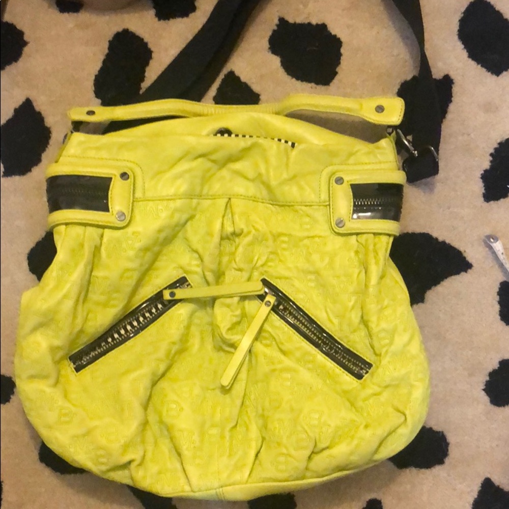 L.A.M.B. Neon yellow/green leather crossbody bag